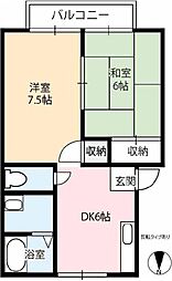 ワールドコーポ 2DKの間取図画像