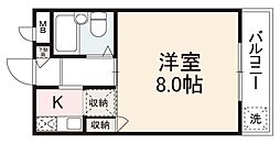 グリーハイツM-5 1Kの間取図画像