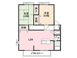 サンビレッジ木太A 2LDKの間取図画像