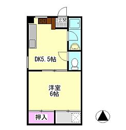 ドルフィン松福 1DKの間取図画像