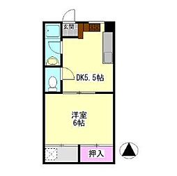 ドルフィン松福 1DKの間取図画像