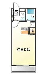 サンタクロスB ワンルームの間取図画像