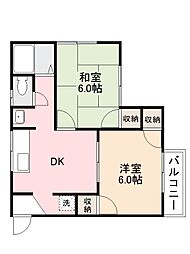 ハイツノガミ 2DKの間取図画像