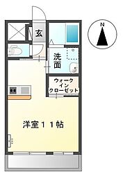 ジューンベリー ワンルームの間取図画像