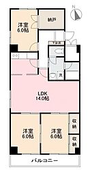 第3グリーンハイツ松縄 3LDKの間取図画像