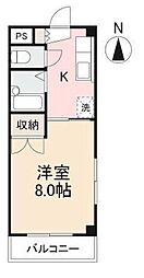 グランドスティタス西宝町 1Kの間取図画像