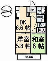 バリュージュ泉保 2DKの間取図画像