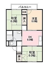 シャルム元山A棟 3DKの間取図画像