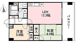 ロゼ花ノ宮 2LDKの間取図画像
