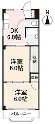 栗林パークマンション 2DKの間取図画像