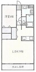 358サコ2 1LDKの間取図画像