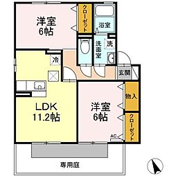 サンライズ 2LDKの間取図画像