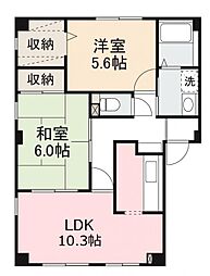 フォブールタウン元山A 2LDKの間取図画像