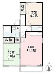 センチュリー香西C 2LDKの間取図画像
