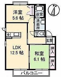 ロイヤルフェルティD 2LDKの間取図画像