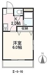 クレイドル安田2 1Kの間取図画像