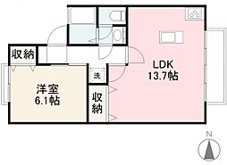 平石ハイツ2 1LDKの間取図画像