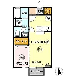 Uranus木太 1LDKの間取図画像