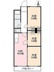 コーポ八坂 3LDKの間取図画像