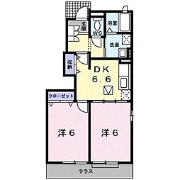 カルムB 2DKの間取図画像
