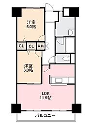 レオパルド国分寺 2LDKの間取図画像