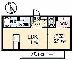 ShaMaison空港通りB 1LDKの間取図画像