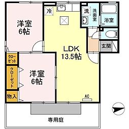 メゾンシャルム木太B 2LDKの間取図画像