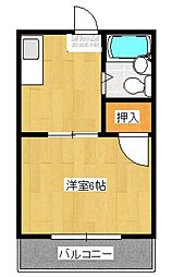 コートシェモア 1Kの間取図画像