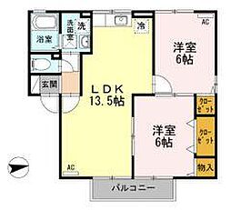 メゾンシャルム木太B 2LDKの間取図画像