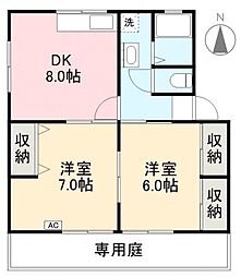 クレールB 2DKの間取図画像