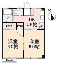 ハーモニースクエア 2DKの間取図画像