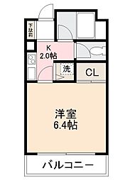 シャルル岡本 1Kの間取図画像
