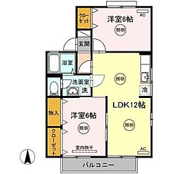 ドミール円座A 2LDKの間取図画像