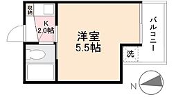 近江ハイツ 1Kの間取図画像