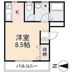 サニープレイスone 1Kの間取図画像
