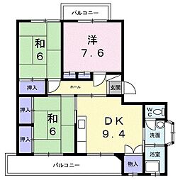 サンハイツ鎌田1 3DKの間取図画像