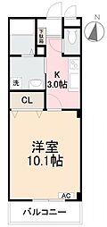 フォーブル土居宮2 1Kの間取図画像