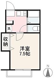ハイツリブエール 1Kの間取図画像