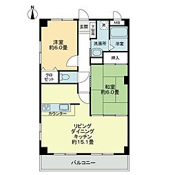 フォブールつるうち 2LDKの間取図画像