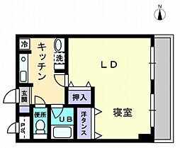 アルカディア西内町 1Kの間取図画像