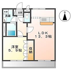ラフォーレ・木太 1LDKの間取図画像
