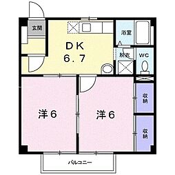 ニューシティ八栗口A 2DKの間取図画像