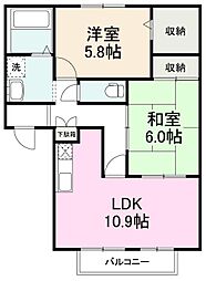 フォブール幸 2LDKの間取図画像