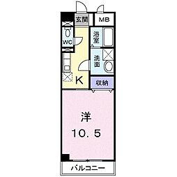 グランディール太田A 1Kの間取図画像