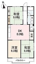 三条ハイツ 3DKの間取図画像