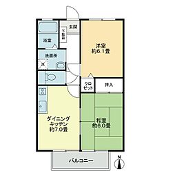 フォブール中津 2DKの間取図画像