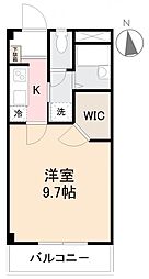 フォブールTROIS栗林 1Kの間取図画像