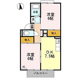 メゾン御所C 2DKの間取図画像