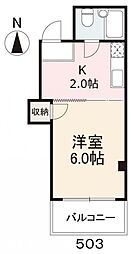川田ビル 1Kの間取図画像