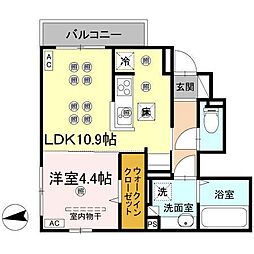 M-ONE丸の内 1LDKの間取図画像